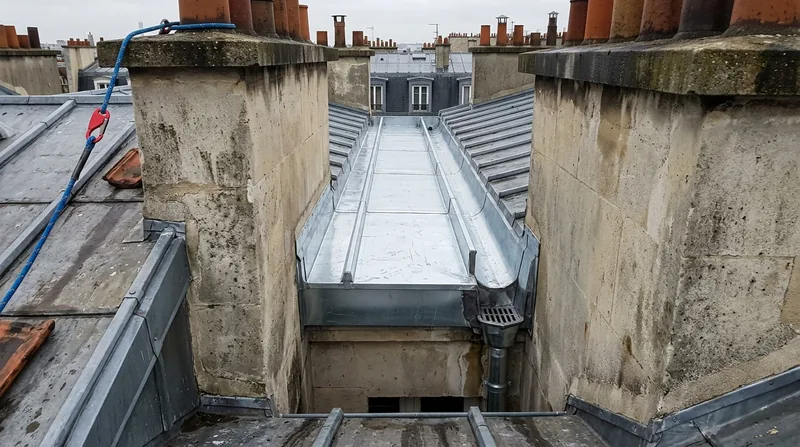 Chéneau zinc encaissé, fourniture et pose Paris